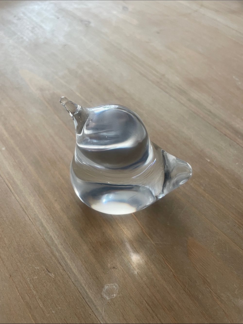 Daum Clear Glass Bird Sculpture France signed